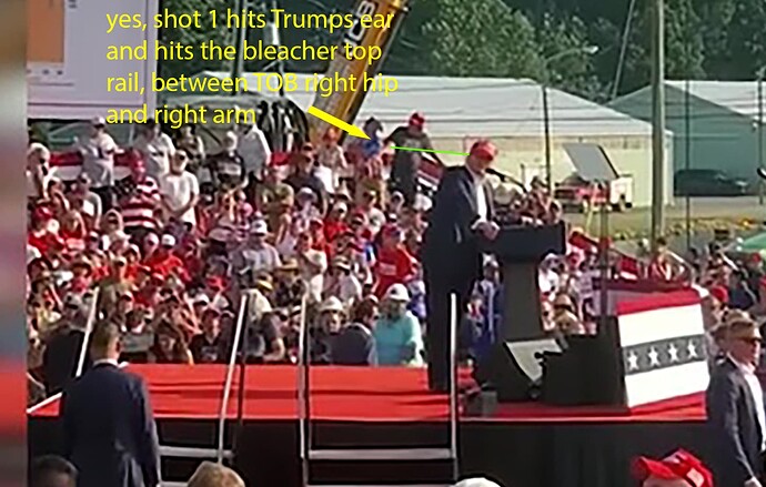 shot 1 - Trumps ear - bleacher impact