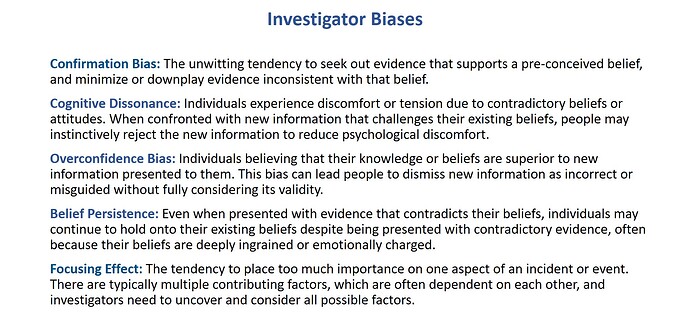 Investigation Biases