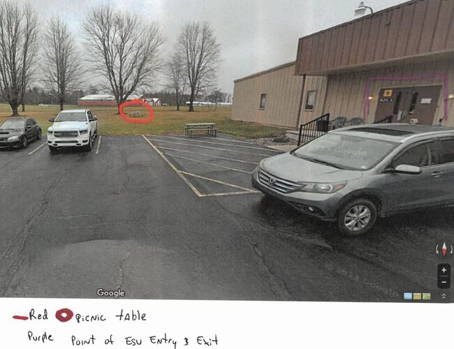 Crooks spotted at a picnic table