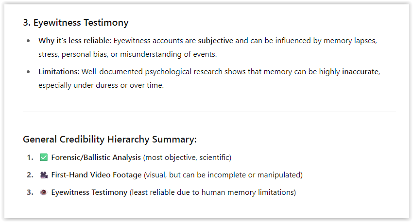 Eywitness hierachy